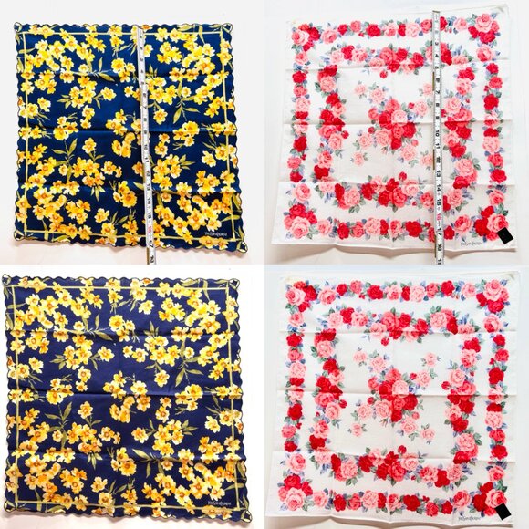 2) New  Beautiful YSL MiniScarf/Handker cotton 19 "  Purple  Pink Floral (61 - Picture 12 of 14
